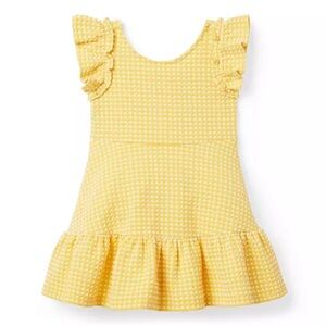 Janie and Jack 2T Gingham Knit Seersucker Dress in Mimosa Gingham, like new